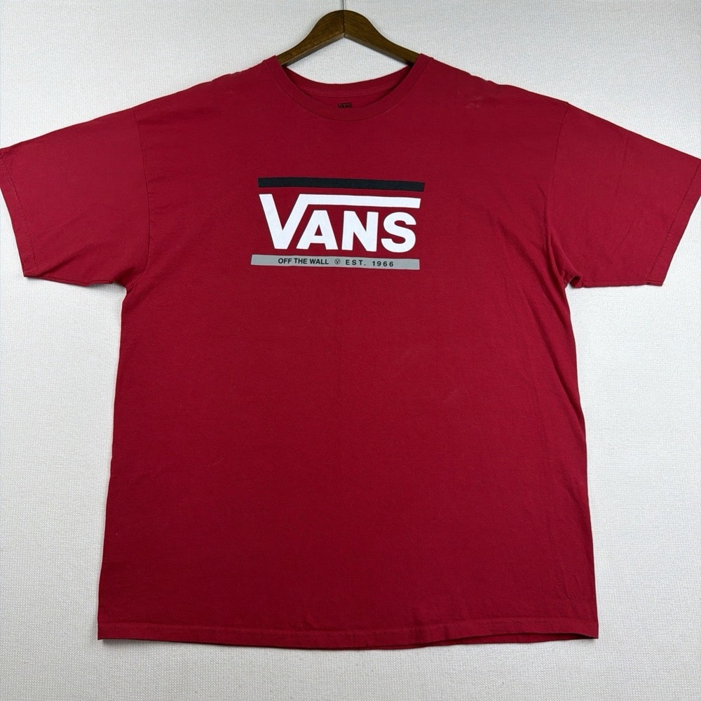 VANS Crew Neck T-Shirt Mens Size XXL Red Short Sleeve 100% Cotton Skater Casual - Picture 10 of 10